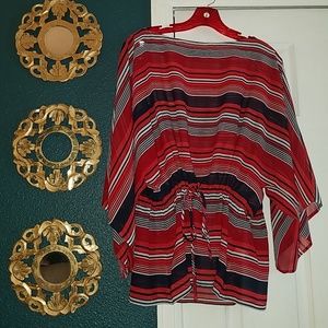Chaps shear blouse. Size L. Red, white and blue